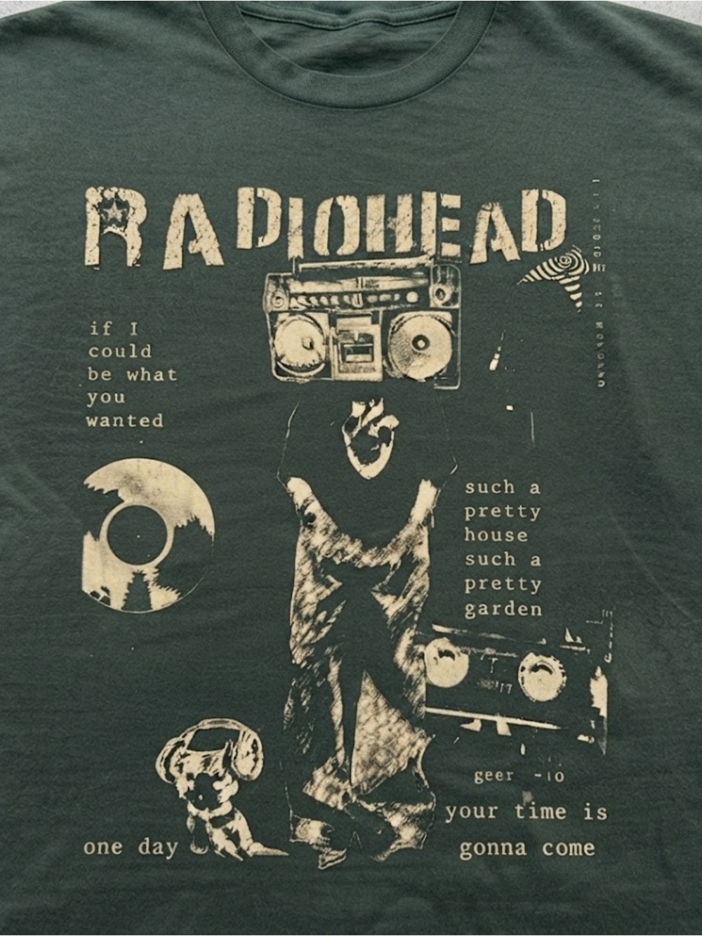 Radiohead Alternative Rock Band Dark Green Gildan T-Shirt - Picture 2 of 2